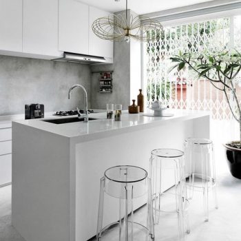 Ghost bar stools in the kitchen