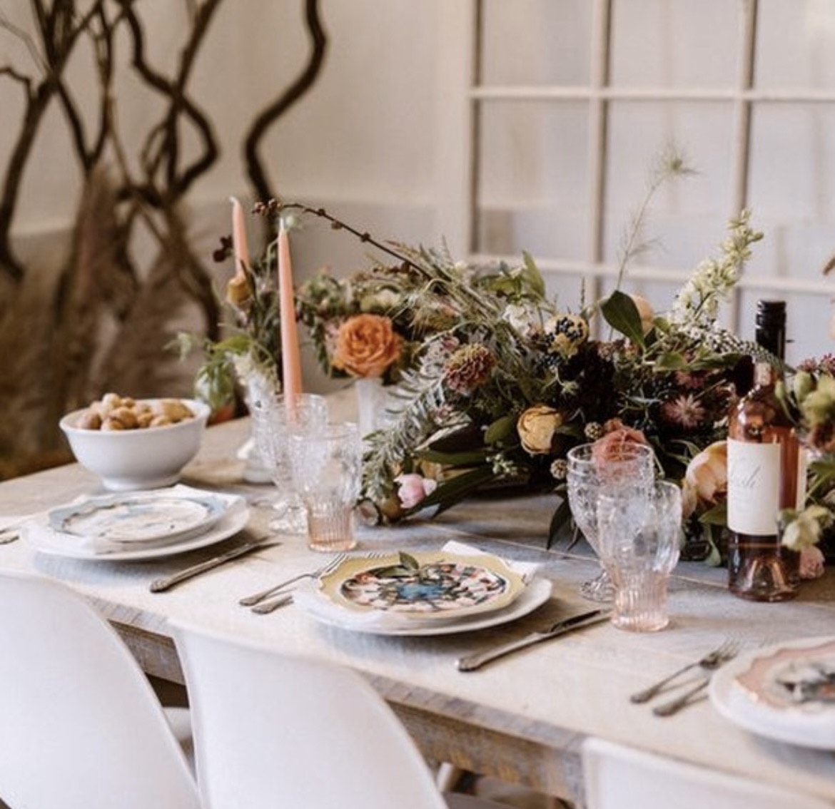 Dining table set up for hosting