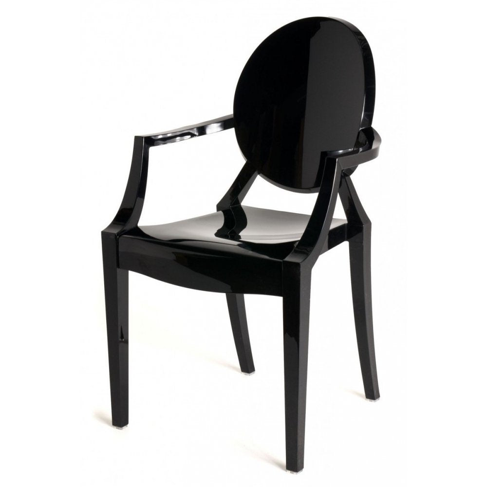 Black Ghost Style Plastic Louis Armchair