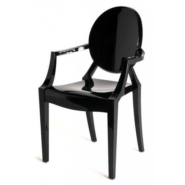 Black Ghost Style Plastic Louis Armchair