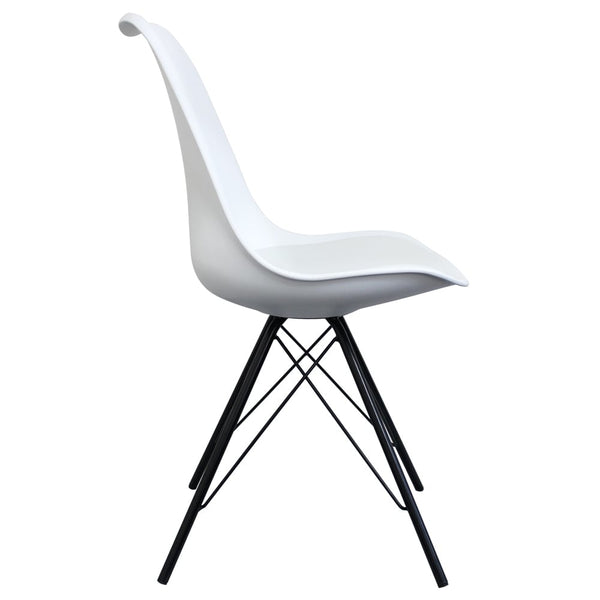 Soho White Plastic Dining Chair with Black Metal Legs