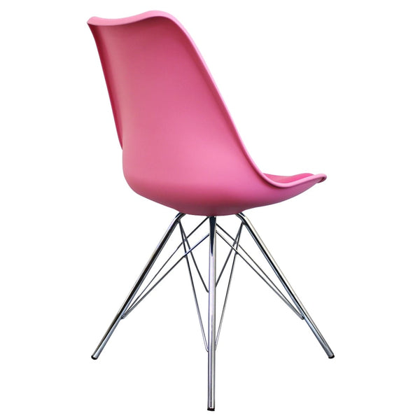 OUTLET Soho Bright Pink Plastic Dining Chair with Chrome Metal Legs