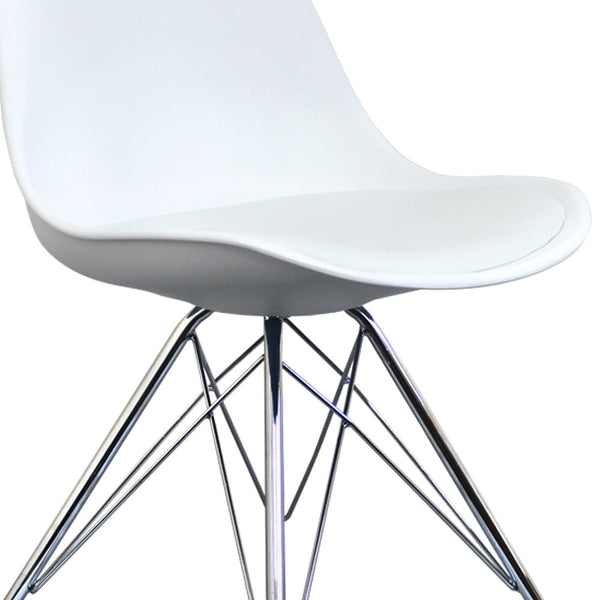 Soho White Plastic Dining Chair with Chrome Metal Legs