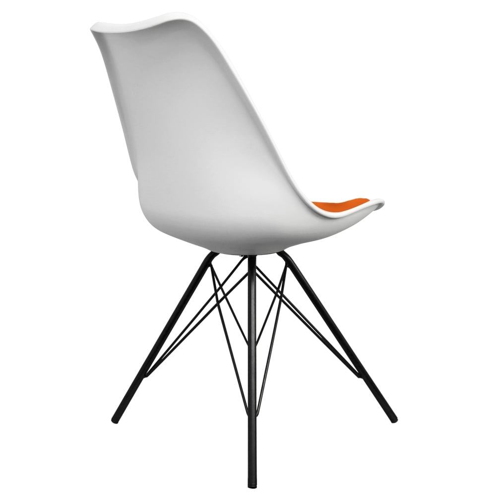 Soho White and Orange Dining Chair with Black Metal Legs