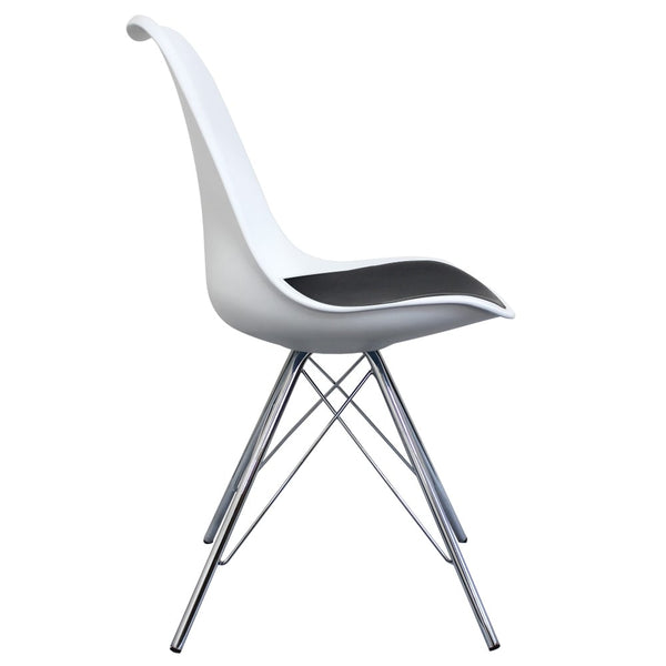 Soho White and Black Dining Chair with Chrome Metal Legs