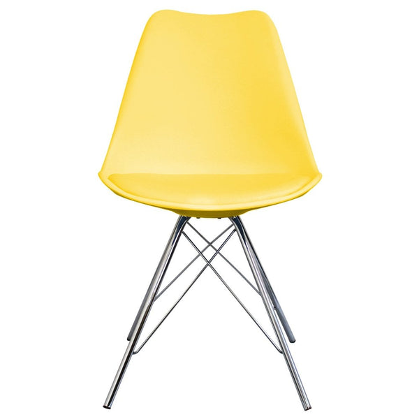 OUTLET Soho Yellow Plastic Dining Chair with Chrome Metal Legs