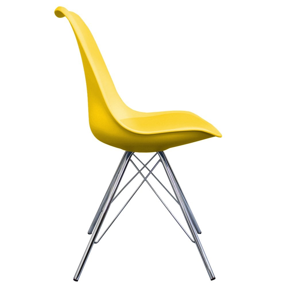 OUTLET Soho Yellow Plastic Dining Chair with Chrome Metal Legs