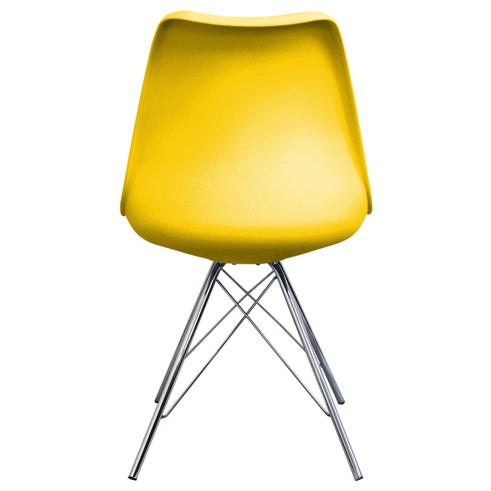 OUTLET Soho Yellow Plastic Dining Chair with Chrome Metal Legs
