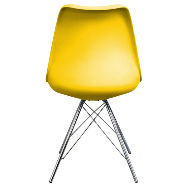 OUTLET Soho Yellow Plastic Dining Chair with Chrome Metal Legs