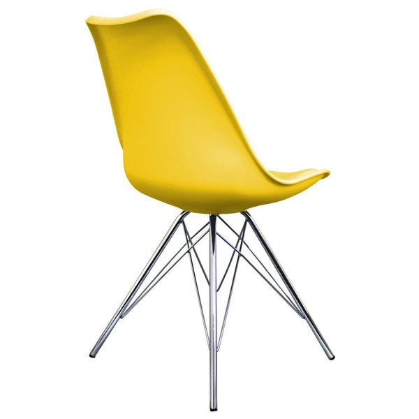OUTLET Soho Yellow Plastic Dining Chair with Chrome Metal Legs