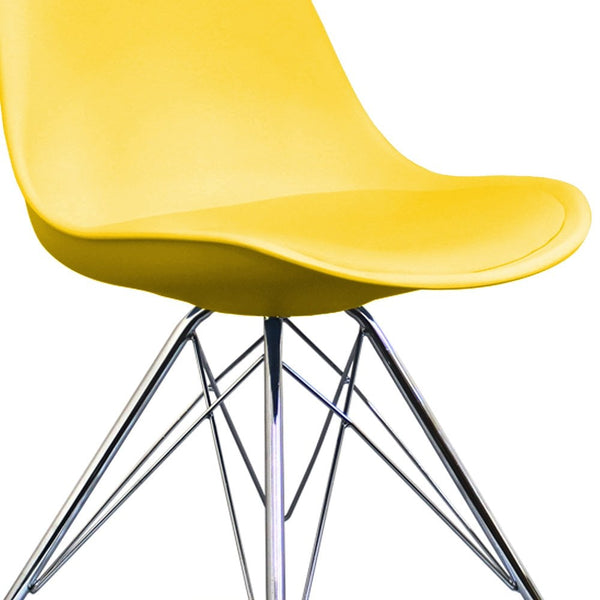 OUTLET Soho Yellow Plastic Dining Chair with Chrome Metal Legs