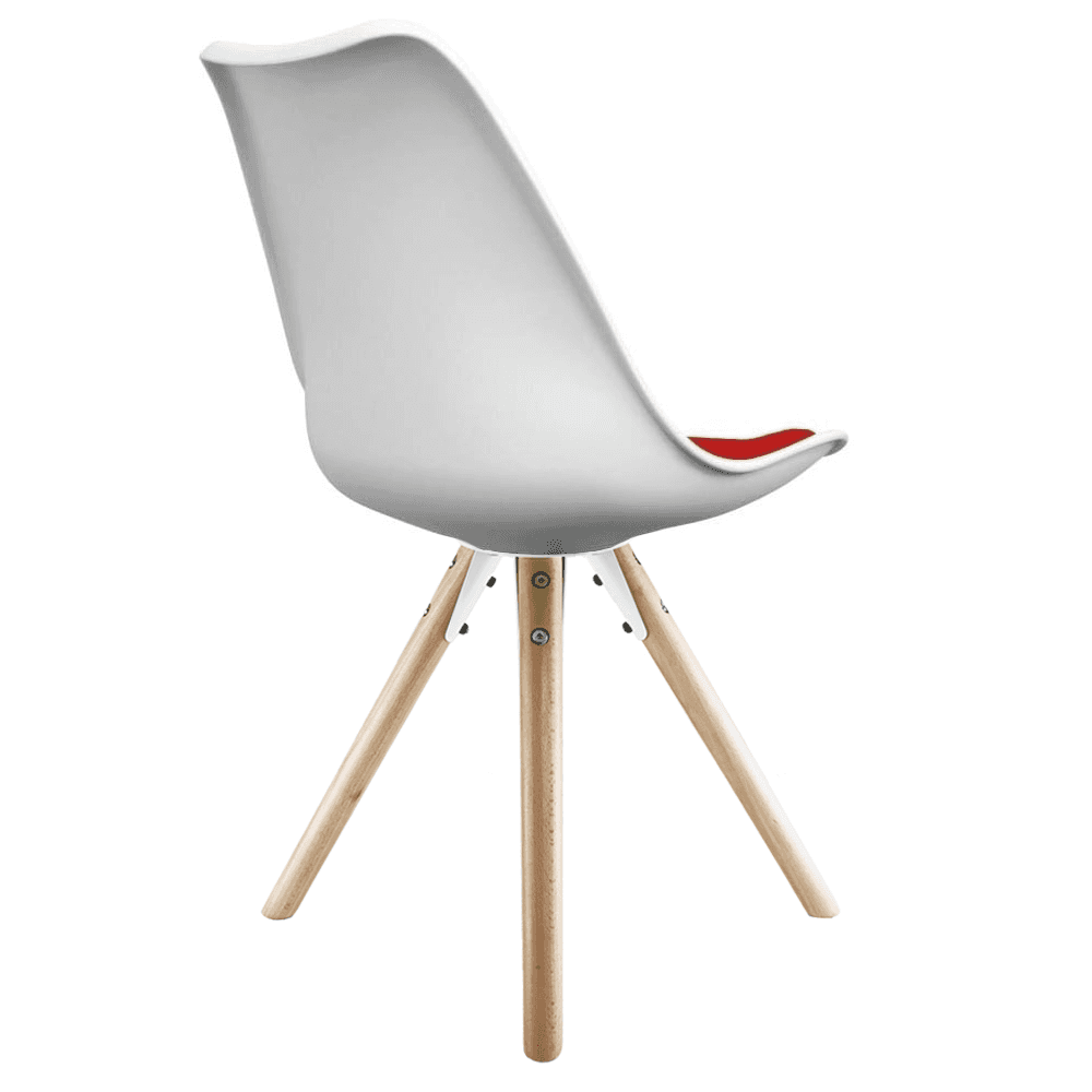 Soho White and Red Dining Chair with Pyramid Light Wood Legs