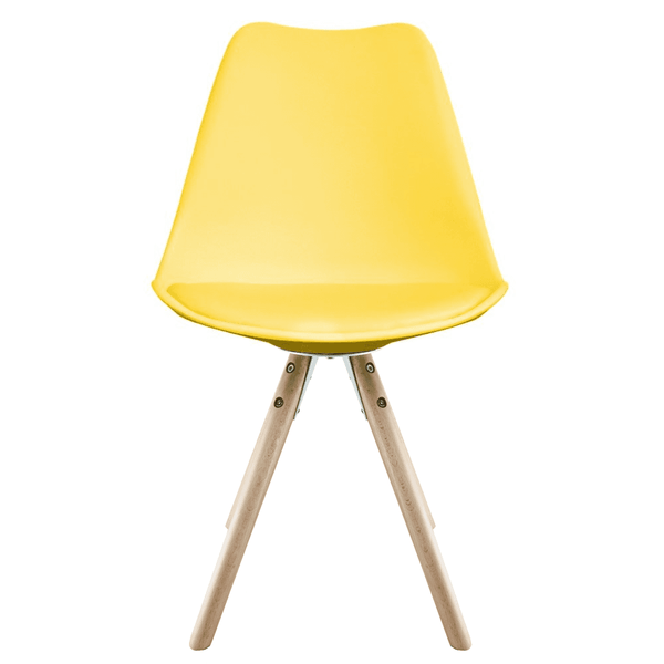 Soho Yellow Plastic Dining Chair with Pyramid Light Wood Legs