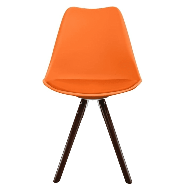 Soho Orange Plastic Dining Chair with Pyramid Dark Wood Legs