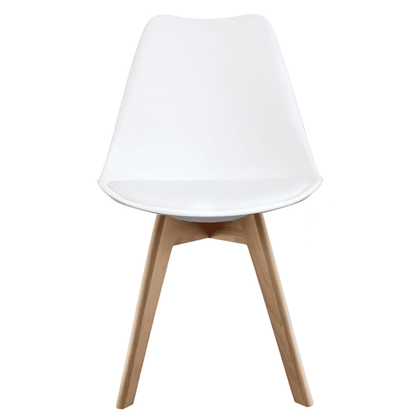 Soho White Plastic Dining Chair with Squared Light Wood Legs