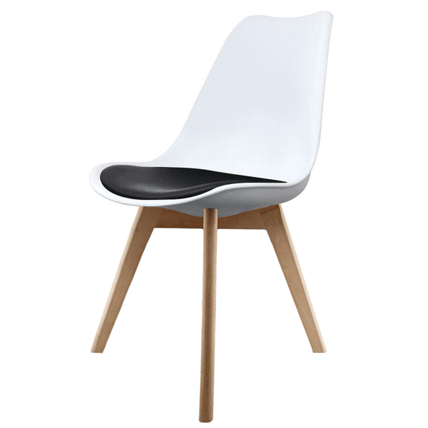 Soho White and Black Dining Chair with Squared Light Wood Legs