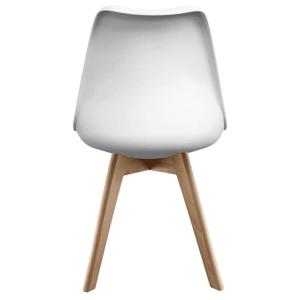 Soho White and Orange Dining Chair with Squared Light Wood Legs