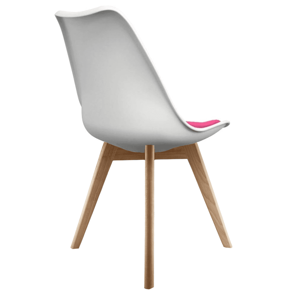 Soho White and Bright Pink Dining Chair with Squared Light Wood Legs