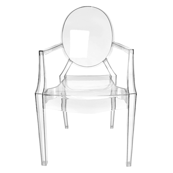 Crystal Clear Ghost Style Plastic Louis Armchair