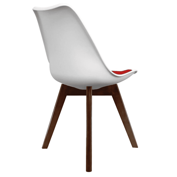 Soho White and Red Dining Chair with Squared Dark Wood Legs