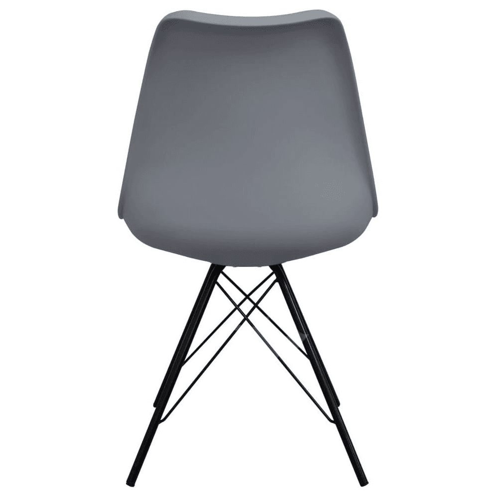 Soho Dark Grey Plastic Dining Chair with Black Metal Legs
