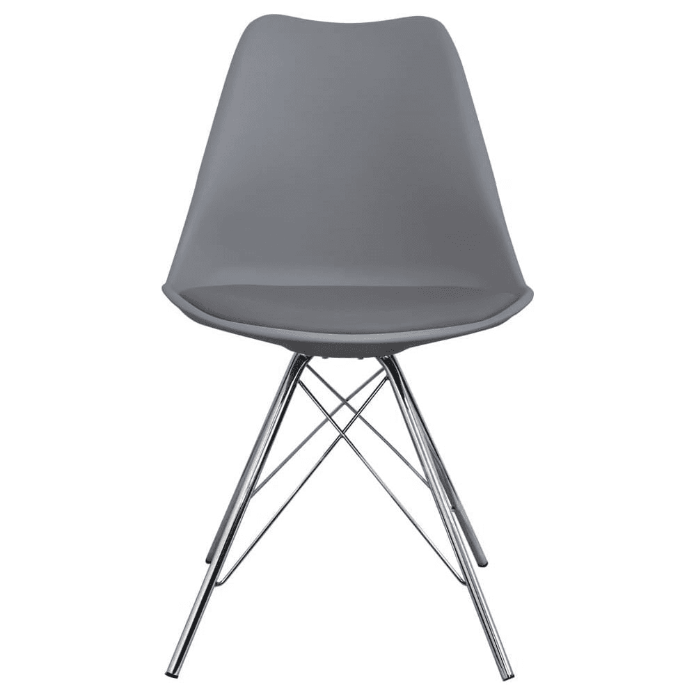 Soho Dark Grey Plastic Dining Chair with Chrome Metal Legs