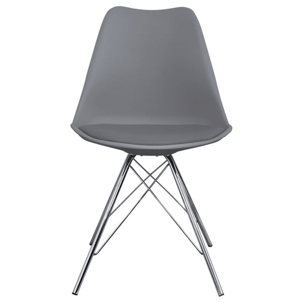 Soho Dark Grey Plastic Dining Chair with Chrome Metal Legs