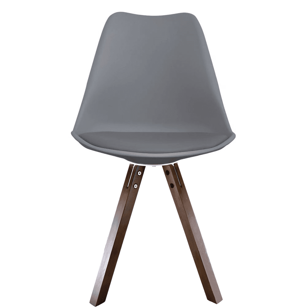 Soho Dark Grey Plastic Dining Chair with Square Pyramid Dark Wood Legs