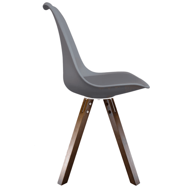 Soho Dark Grey Plastic Dining Chair with Square Pyramid Dark Wood Legs