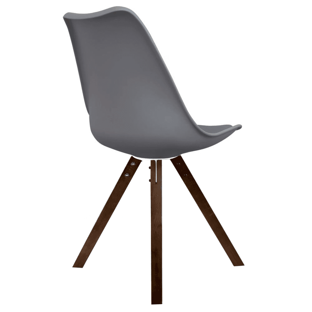 Soho Dark Grey Plastic Dining Chair with Square Pyramid Dark Wood Legs