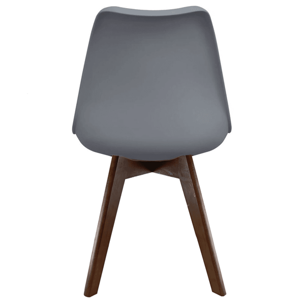 Soho Dark Grey Plastic Dining Chair with Squared Dark Wood Legs