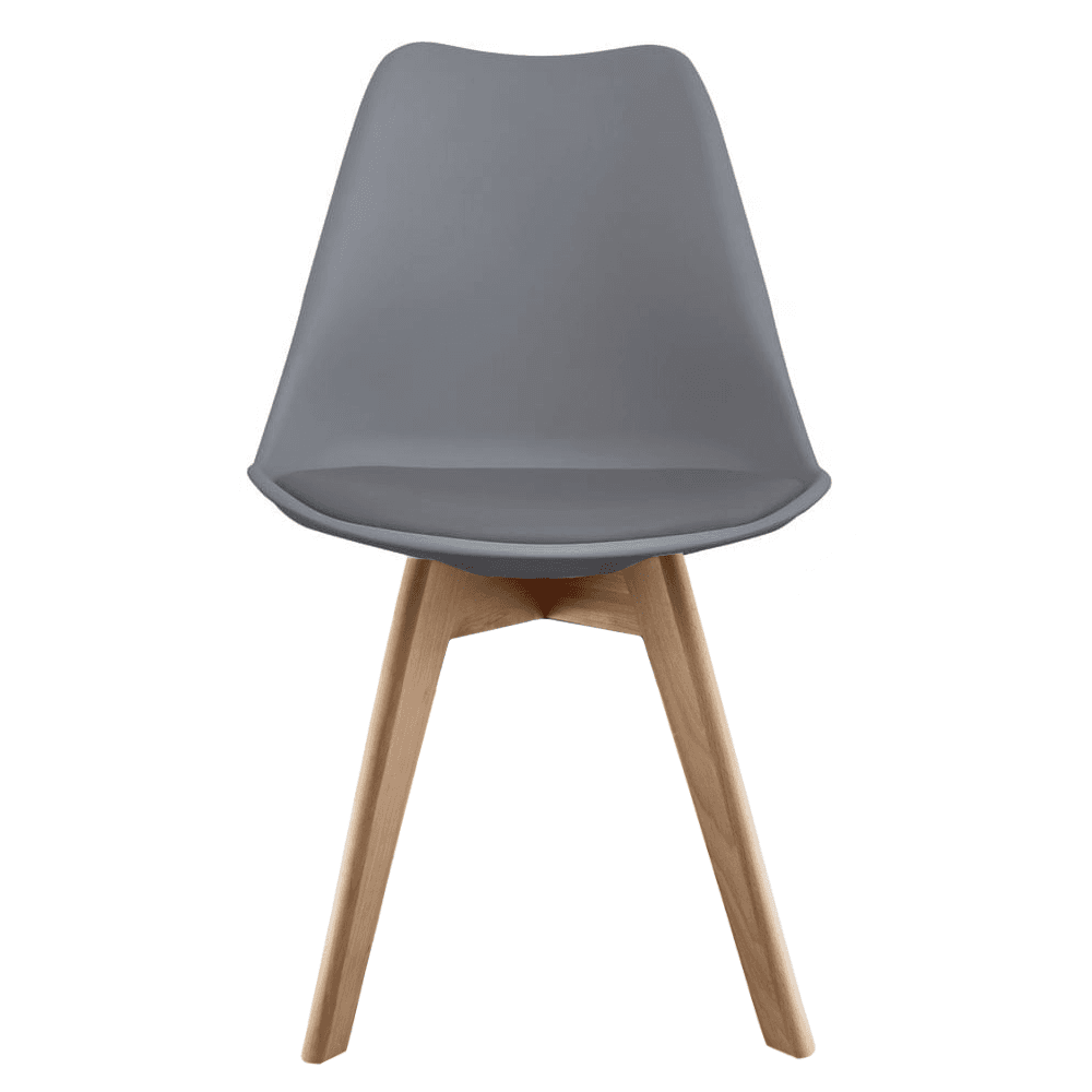 Soho Dark Grey Plastic Dining Chair with Squared Light Wood Legs