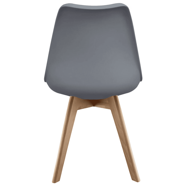 Soho Dark Grey Plastic Dining Chair with Squared Light Wood Legs