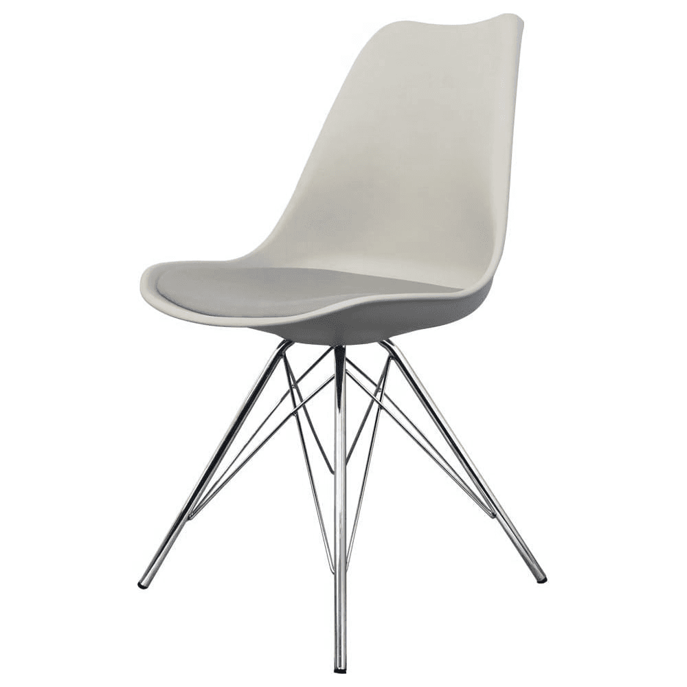 OUTLET Soho Light Grey Plastic Dining Chair Chrome Metal Legs