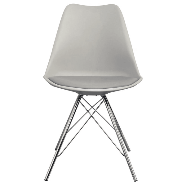 OUTLET Soho Light Grey Plastic Dining Chair with Chrome Metal Legs