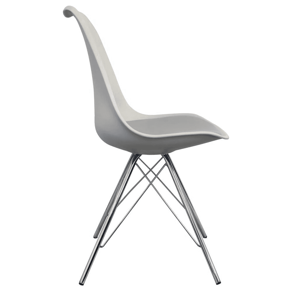 OUTLET Soho Light Grey Plastic Dining Chair with Chrome Metal Legs