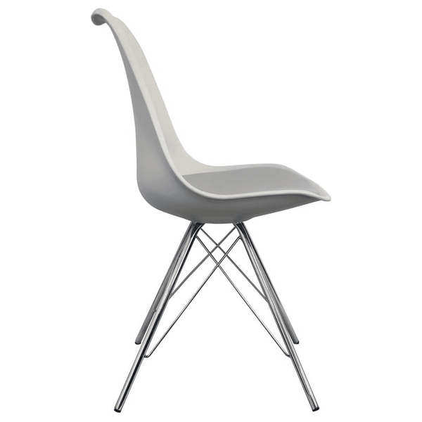 OUTLET Soho Light Grey Plastic Dining Chair with Chrome Metal Legs