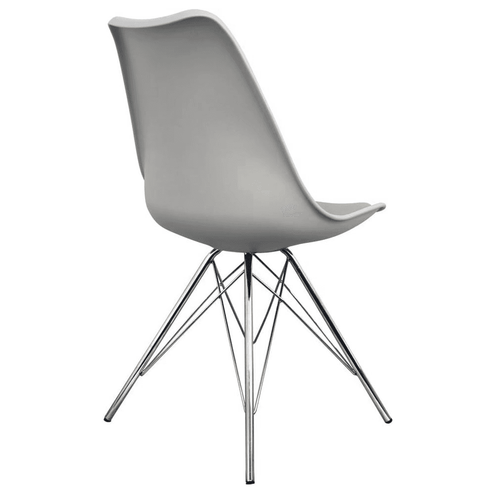 OUTLET Soho Light Grey Plastic Dining Chair with Chrome Metal Legs