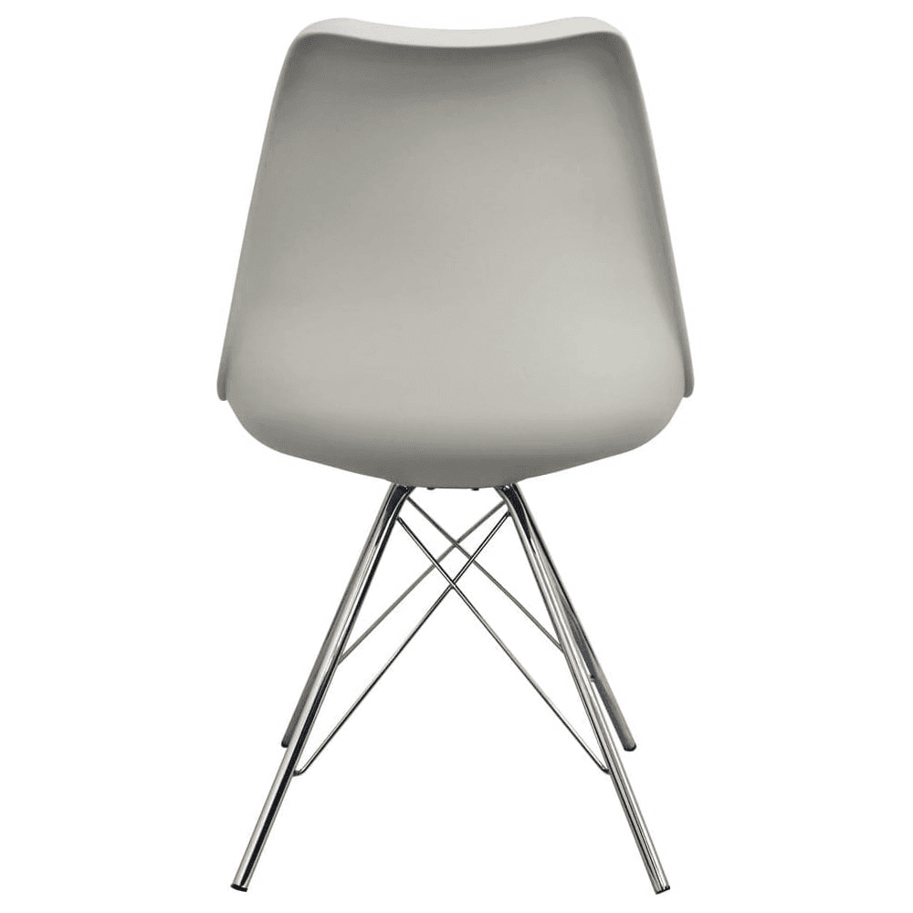 OUTLET Soho Light Grey Plastic Dining Chair with Chrome Metal Legs