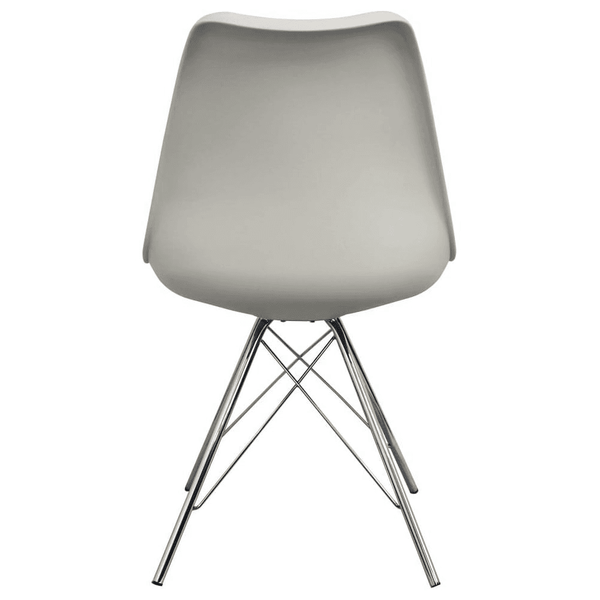 OUTLET Soho Light Grey Plastic Dining Chair with Chrome Metal Legs