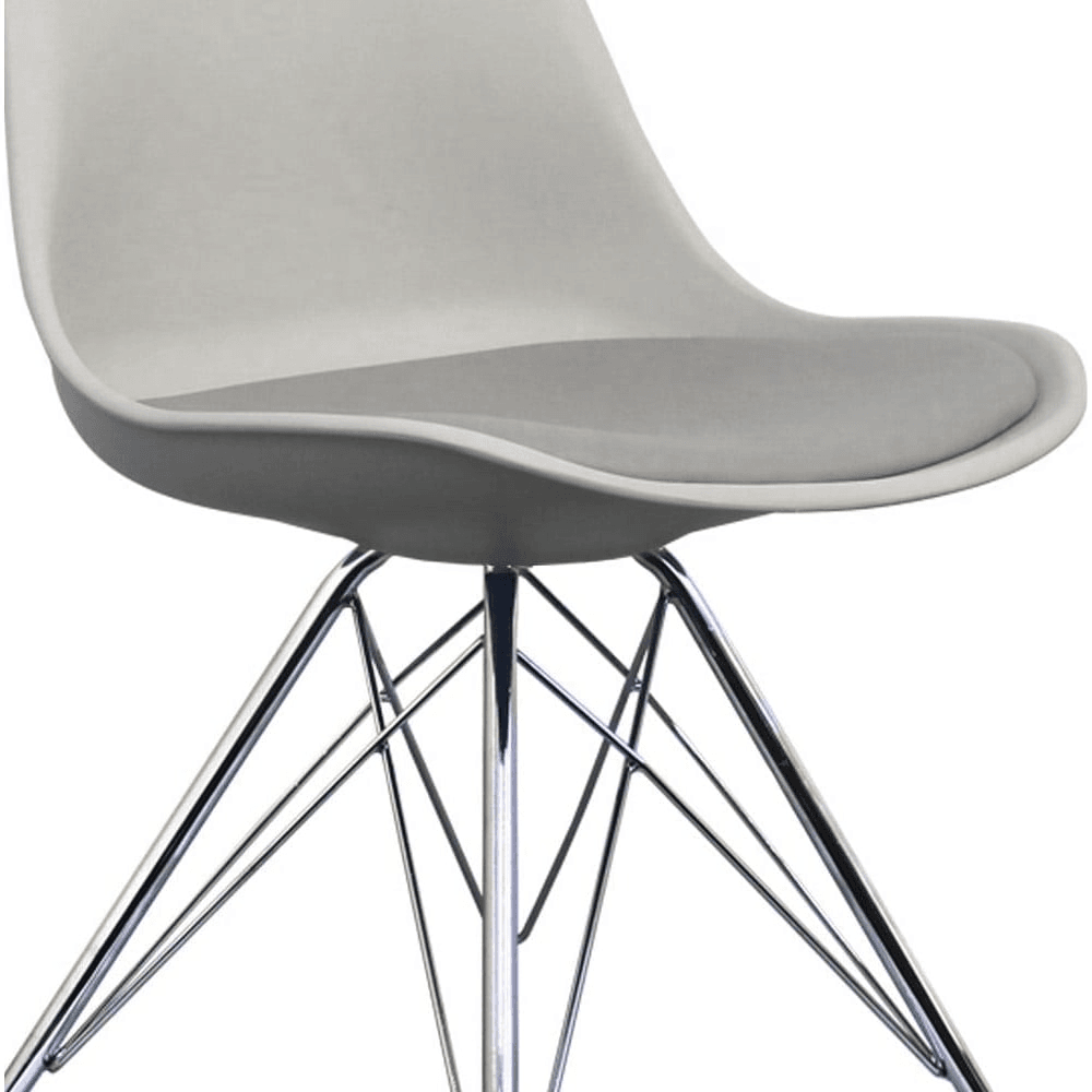 OUTLET Soho Light Grey Plastic Dining Chair with Chrome Metal Legs