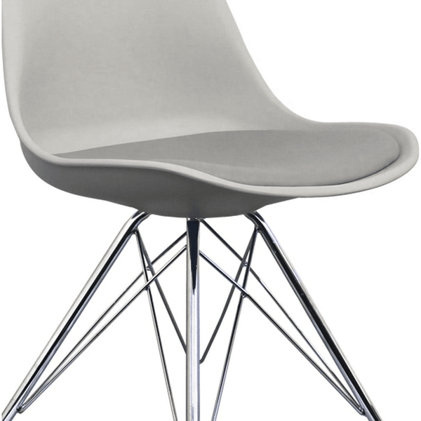 OUTLET Soho Light Grey Plastic Dining Chair with Chrome Metal Legs