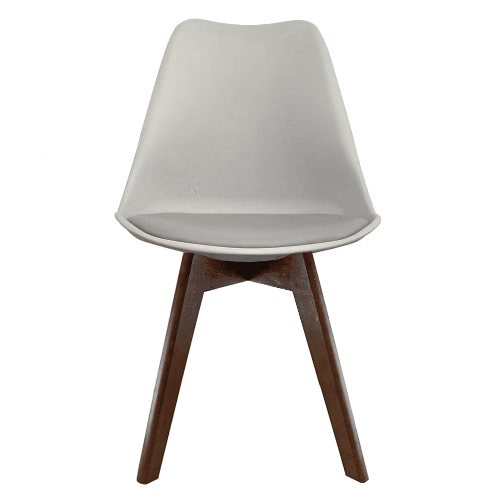 Soho Light Grey Plastic Dining Chair with Squared Dark Wood Legs