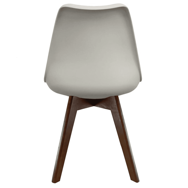 Soho Light Grey Plastic Dining Chair with Squared Dark Wood Legs