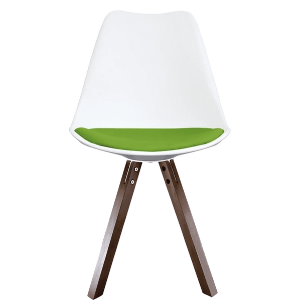 Soho White and Green Dining Chair with Square Pyramid Dark Wood Legs