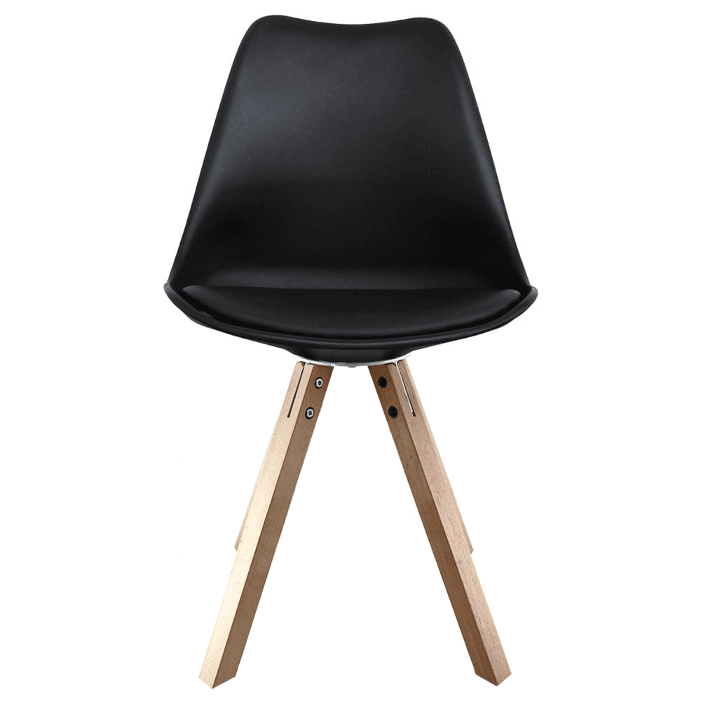 Soho Black Dining Chair with Square Pyramid Light Wood Legs