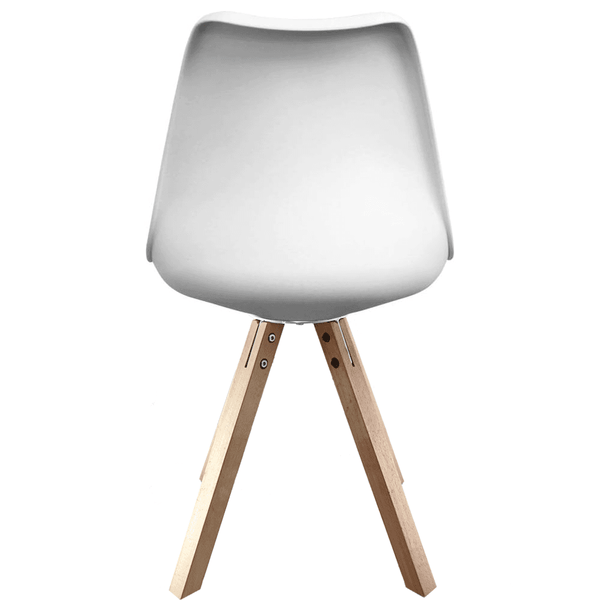 Soho White and Black Dining Chair with Square Pyramid Light Wood Legs