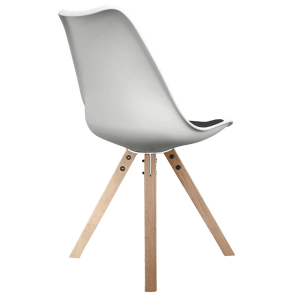Soho White and Black Dining Chair with Square Pyramid Light Wood Legs