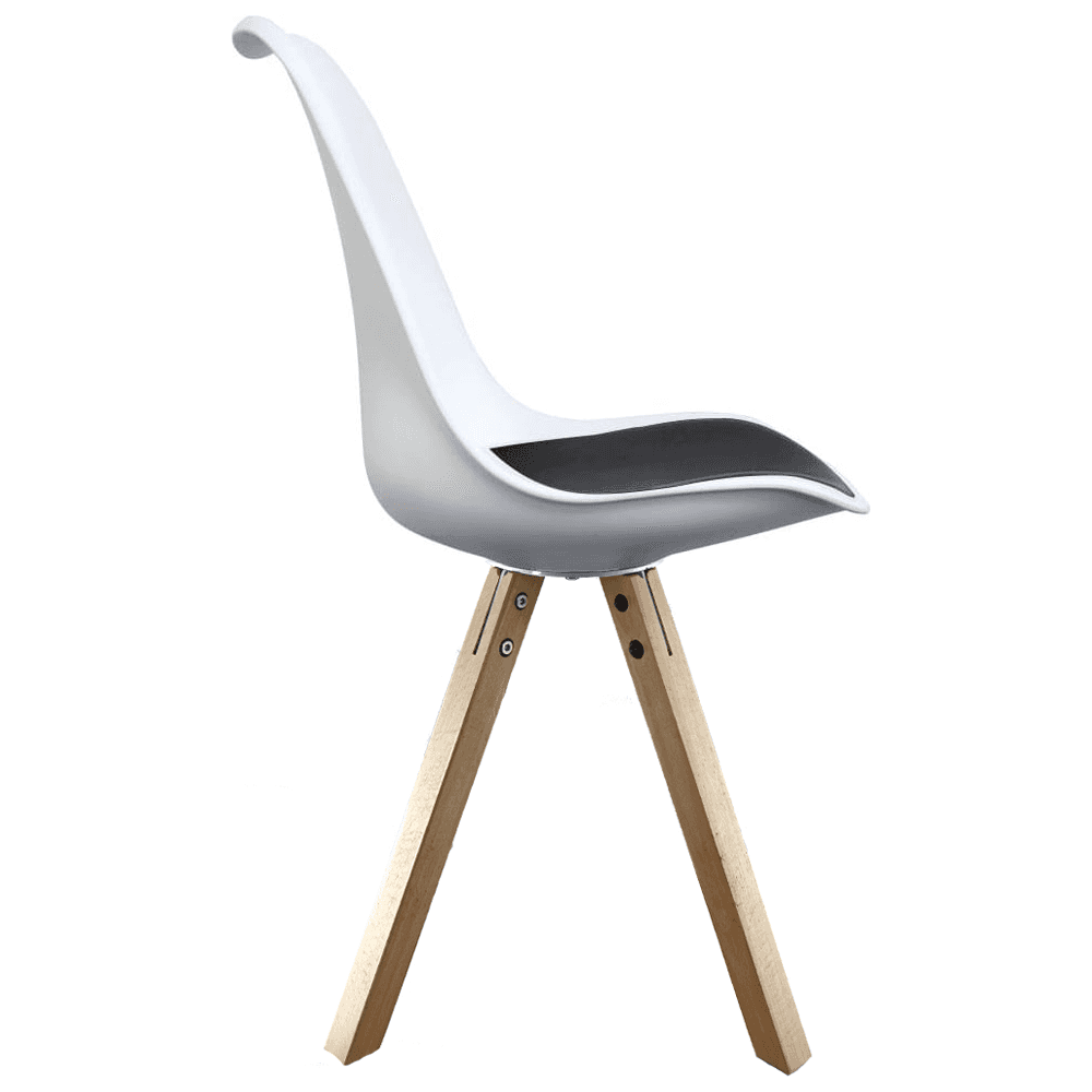 Soho White and Black Dining Chair with Square Pyramid Light Wood Legs