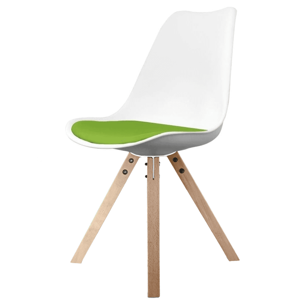 Soho White and Green Dining Chair with Square Pyramid Light Wood Legs